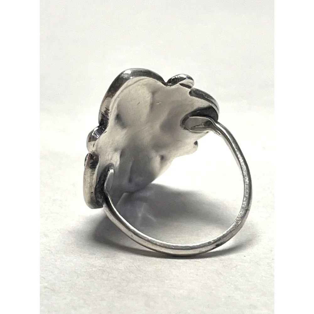 Vintage Native American Snake Eye Sterling Silver Turquoise Ring Size 7.5